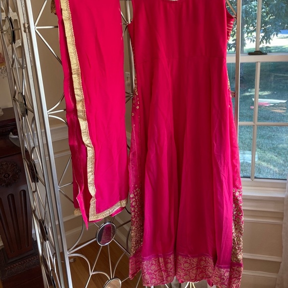 Indian Designer Hot Pink Georgette Anarkali Suit - Picture 9 of 12